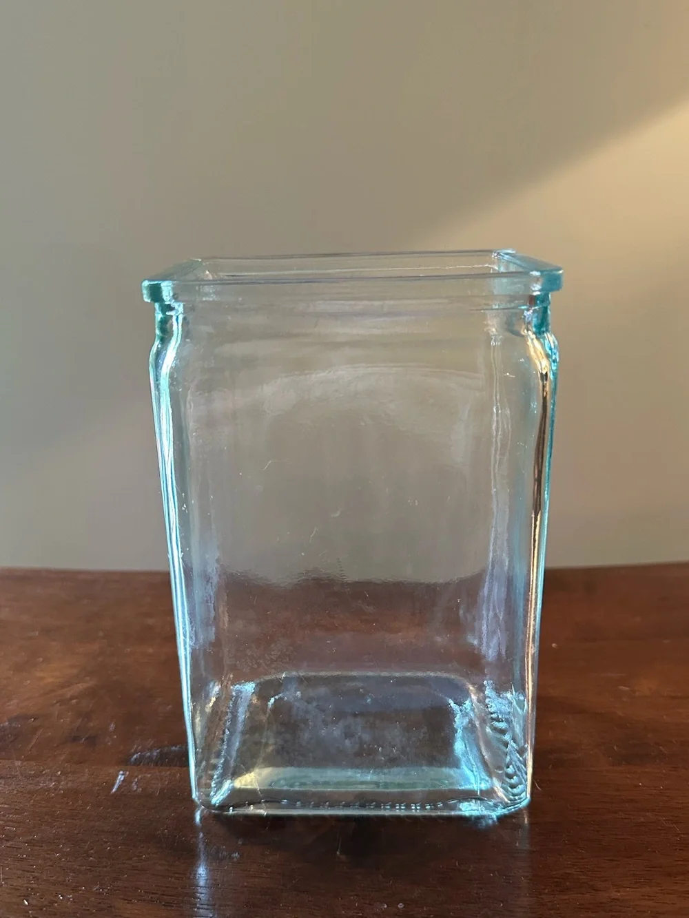Vintage rectangular glass vase • heavyweight - Picture 2 of 4
